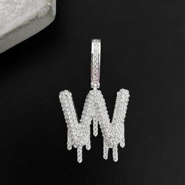 Imagem de Pingente Masculino Letra Cravejada em Zircoia Banhado Prata 925 - Trop