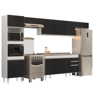 Imagem de Armário De Cozinha Modulada 5 Peças Cp15 Balcão Com Pia Inox Branco-preto - Lumil