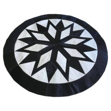 Imagem de Tapete De Couro Redondo Preto E Branco 2,00 Diâmetro