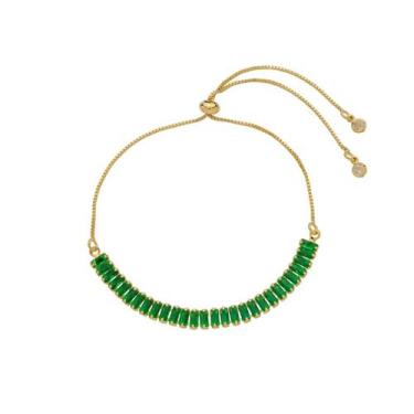 Imagem de Pulseira ajustável taylor p zircônias esmeralda folheada a ouro 18k - 