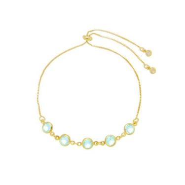 Imagem de Pulseira folheada a ouro 18k ajustável zircônias acqua betina - Piuka,