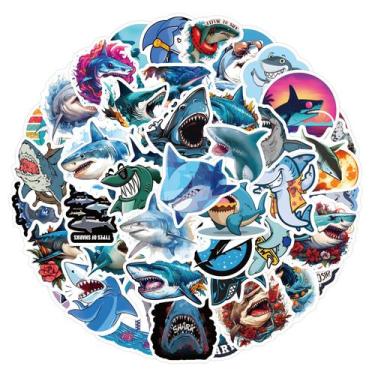 Imagem de Adesivos de vinil à prova d'água Shark, decalques de grafite, 120 unid