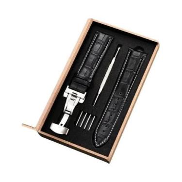 Imagem de Pulseira De Couro Para Relógio, 18mm-24mm, Fecho Borboleta De Aço Inox