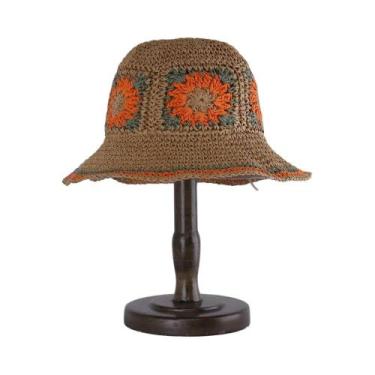 Imagem de Chapéu De Palha Feminino De Verão Com Proteção UV, Viseira De Crochê P