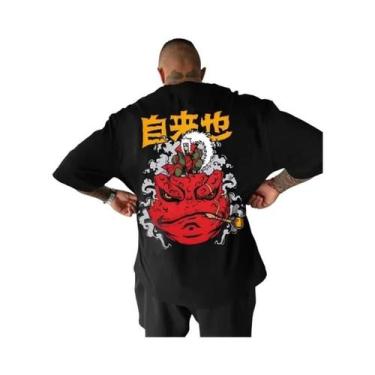 Imagem de Camiseta Oversized Masculina De Hip Hop Com Estampa De Anime Japonês, 