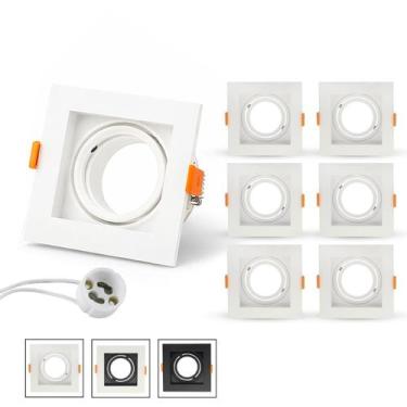 Imagem de Kit 6 Spots Recuado Embutir Led Mr16 Gu10 Quadrado Luminária Teto Sala