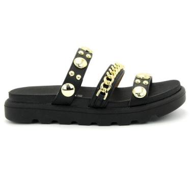 Imagem de Tamanco Vizzano 6510.102 Papete Flat Baixa Fivela Casual, 35, Preto