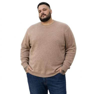 Imagem de Suéter Masculino Plus Size Gola Redonda Manga Longa Em Tricô Rajado-Masculino