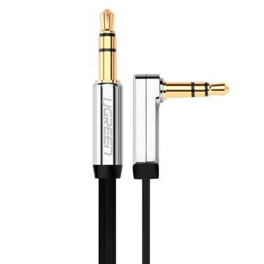Imagem de Cabo de Áudio Flat Auxiliar Ugreen 3.5mm/Angular Macho 5 Metros Compatibilidade Universal Preto (10729)