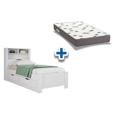 Imagem de Kit Colchão Solteiro Espuma Light Saúde D33 88x188x14cm Branco Ortobom - Santos Andirá