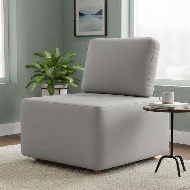 Imagem de Poltrona Sala De Estar Decorativa Rovier Veludo Cinza Z32 - Mpozenato