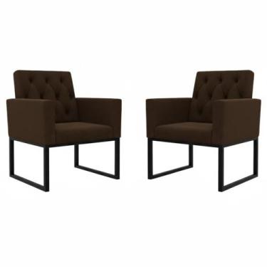Imagem de Kit 2 Poltronas para Recepção Thais com Base de Ferro Preto Resistente