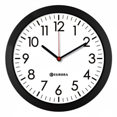 Imagem de Relógio de Parede Eurora Redondo Maior 6575 (27,5 Cm), Preto