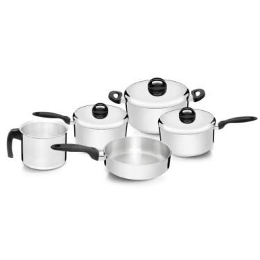 Imagem de Jogo de Panelas Eterna 5 Peças em Alumínio Polido Nigro