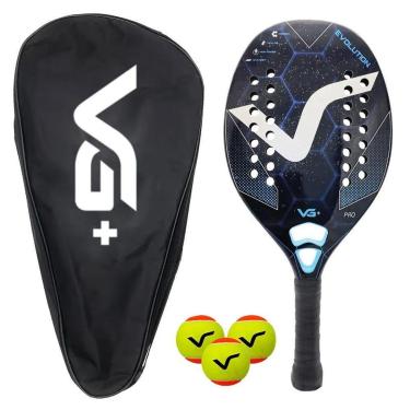 Imagem de Kit Com Raquete De Beach Tennis Evolution Kevlar Carbon Com 3 Bolas E 1 Bolsa De Transporte Vg Plus-Unissex