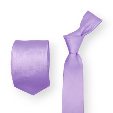 Imagem de Gravata Slim OEM Masculina Noivo Premium 100% Poliéster 140x5cm Lilás para Padrinhos Masculino