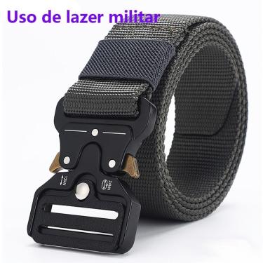 Imagem de Cinto Militar OEM Cov:cinza 1-fs em Nylon Largo Ajustável com Fivela de Engate Rápido C...