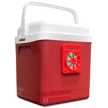 Imagem de Caixa Térmica 22L com Som Bluetooth USB FM LED RGB Bateria - Caixa Ter