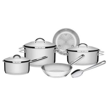 Imagem de Jogo Panelas Solar Inox 5 Peças Fundo Triplo e Colher Tramontina