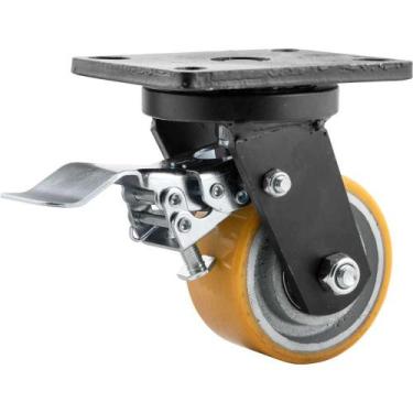 Imagem de Rodízio Giratório Industrial 4", de Poliuretano e Ferro Fundido, com F