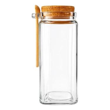 Imagem de Pote de Vidro Muria 1,2L com Tampa de Cortiça e Colher - Hauskraft