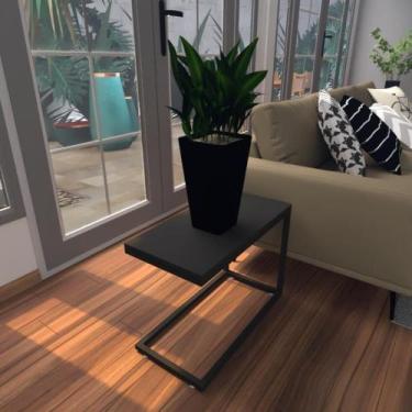 Imagem de Mesa Lateral Preta Aparador De Sofa Sala Mesa Lateral Cama - BeB