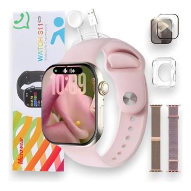 Imagem de Relogio Smartwatch Rosa Feminino S11 Para Samsung Android e IOS - Alzz