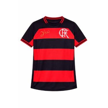 Imagem de Camiseta flamengo zico 1986 retrô raglan braziline -, Preto, G