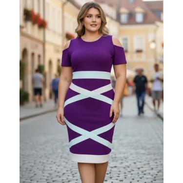Imagem de Vestido Midi X Moda Feminina Evangélica - Miss FLOWER, Roxo, P