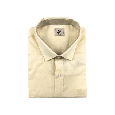 Imagem de Camisa Social Masculina Manga Curta de Algodão e Linho - HP Ouro, Cham