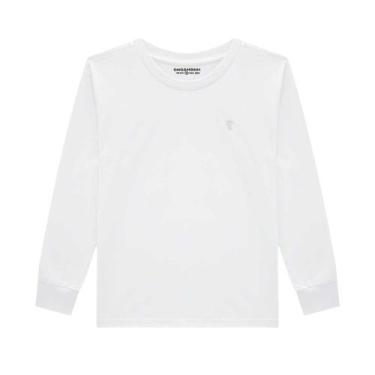 Imagem de Camiseta Manga Longa Infantil Menino Branca Onda Marinha, 14, Branco