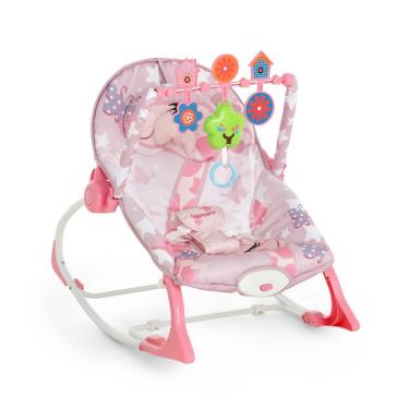 Imagem de Cadeira de Descanso Musical para Bebê Nina com Balanço Vibração e Móbile Rosa Galzerano