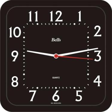 Imagem de Relogio de Parede Quadrado Economico Preto 21,3C - BELLS