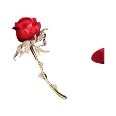 Imagem de Broches Elegantes De Zircônia Para Mulheres, Flores Azuis, Vermelhas E