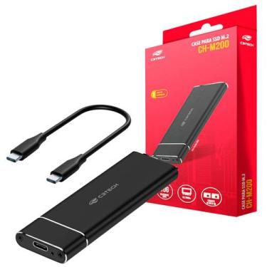Imagem de Case Gaveta para SSD Externo M.2 NVMe C3Tech CH-M200BK, Cabo USB-C 3.1