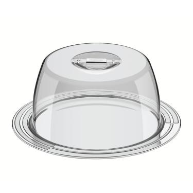 Imagem de Porta Queijo Ciclo Servir Aco Inox Tampa Poliestireno Transparente Mesa Tramontina 25CM