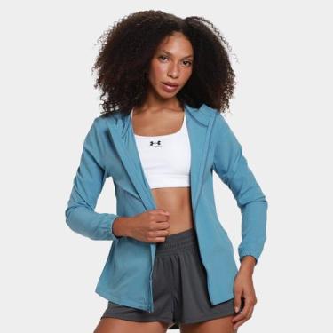 Imagem de Jaqueta Under Armour Out Run The Sto Feminina, Azul claro, Branco, G