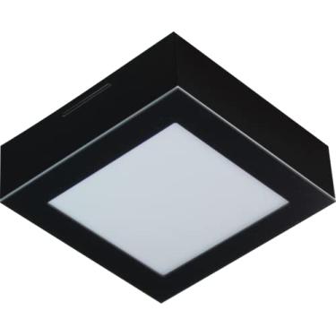 Imagem de TUALUX Plafon de Sobrepor Led Quadrado Valencia de 9W - 18X18 cm Preto - 3000K - Bivolt - Luz Amarela, PEQUENO