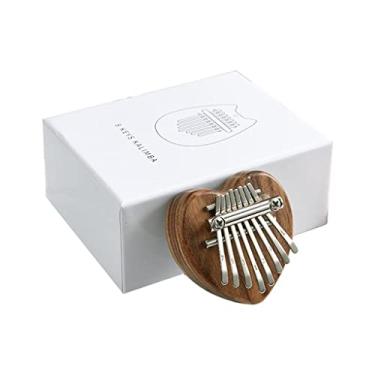 Imagem de LEIPUPA Mini piano portátil de cristal de 8 teclas Mbira transparente para crianças e adultos – formato de coração de madeira
