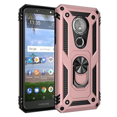 Imagem de Sacos de telefonia móvel Para o caso Motorola Moto E5, para Moto G6 Play Case Celular com caixa de suporte magnético, proteção à prova de choque pesada Sacos de caso (Color : Rose gold)