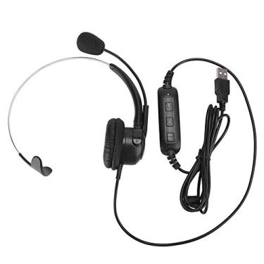 Imagem de Fone de ouvido, 100-5600Hz PU de couro Fone de ouvido com proteção ajustável para notebooks para Skype para jogos para software de bate-papo online