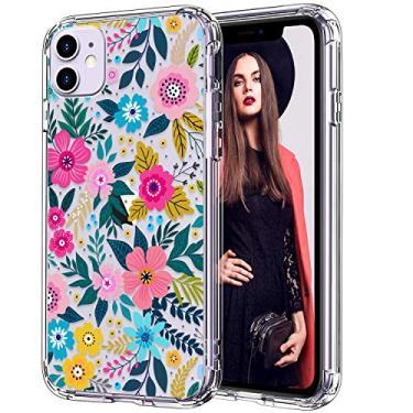 Imagem de ICEDIO Capa para iPhone 11 15,2 cm transparente com desenhos, Colorful Blooming Floral