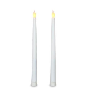 Imagem de Kit Com 2 Vela De Led Chama Viva Fina Cumprida 27Cm Altura