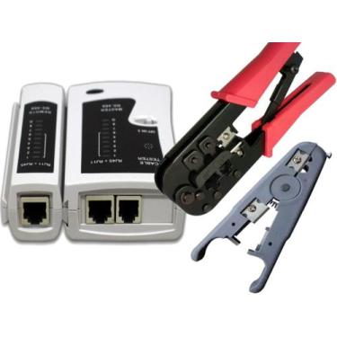 Imagem de Kit Alicate Rj45 Crimpador Testador Cabo E Decapador - Mastertel