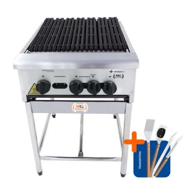 Imagem de Chapa Charbroiler Americana Profissional Grill 45cm Gás Inox Com Pé Cggp45 e Utensílios - Venâncio