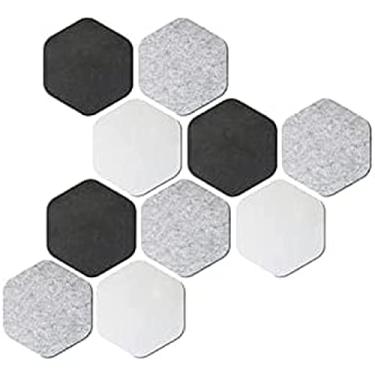 Imagem de KRASS 10 peças placas de aviso de feltro, criatividade, painéis acústicos hexagonais coloridos para escritório quarto adesivos de parede decorativos placa de feltro reutilizável, #1, Collector88