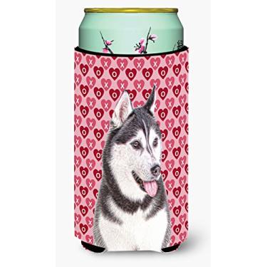 Imagem de Caroline's Treasures KJ1189TBC Hearts Love and Valentine's Day Alaskan Malamute Tall Boy Hugger Can Cooler Sleeve Hugger Lavável à Máquina Manga de Bebida Hugger Dobrável Isolador de Bebidas Isolado H