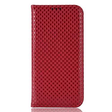 Imagem de BoerHang Capa para HTC Wildfire E Plus, capa de couro tipo carteira flip com compartimento para cartão, couro PU premium, capa de telefone com suporte para HTC Wildfire E Plus. (vinho vermelho)