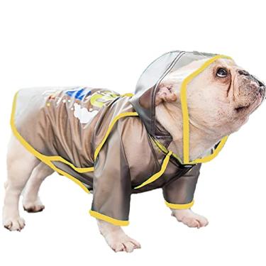 Imagem de Capa de chuva transparente para cães pequenos médios à prova d'água à prova de vento poncho de capa completa leve e respirável jaqueta de chuva, preto, M (peito: 56cm)