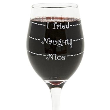 Imagem de (330ml, Nice Naughty I Tried) - Funny Guy Mugs Nice Naughty I Tried Christmas Wine Glass, 330ml - Unique Gift for Women, Mom, Daughter, Wife, Aunt, Sister, Girlfriend, Teacher or Coworker (Several Styles To Choose From)